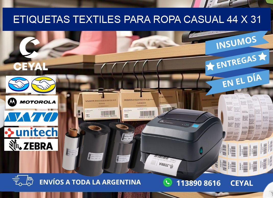 ETIQUETAS TEXTILES PARA ROPA CASUAL 44 x 31