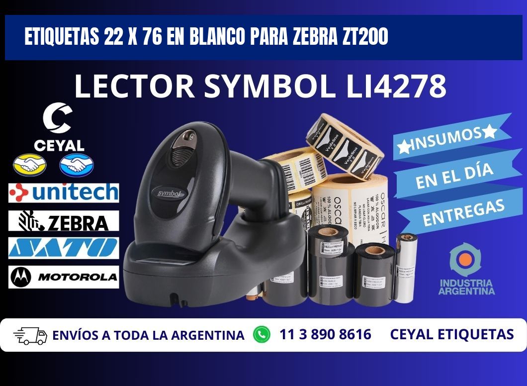 Etiquetas 22 x 76 en blanco para zebra zt200