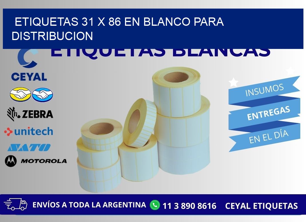 Etiquetas 31 x 86 en blanco para distribucion