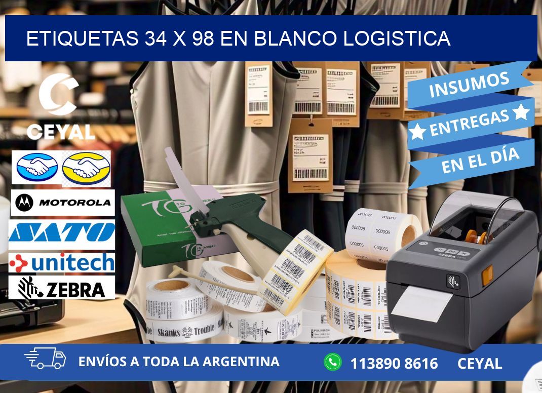 Etiquetas 34 x 98 en blanco logistica