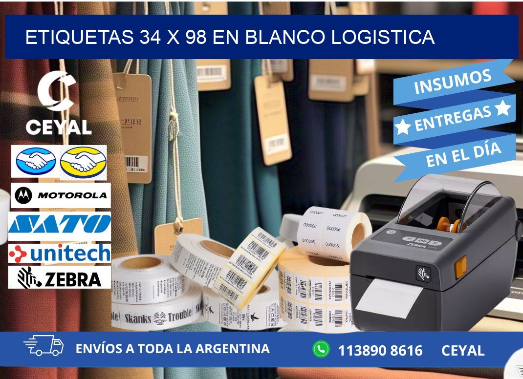 Etiquetas 34 x 98 en blanco logistica