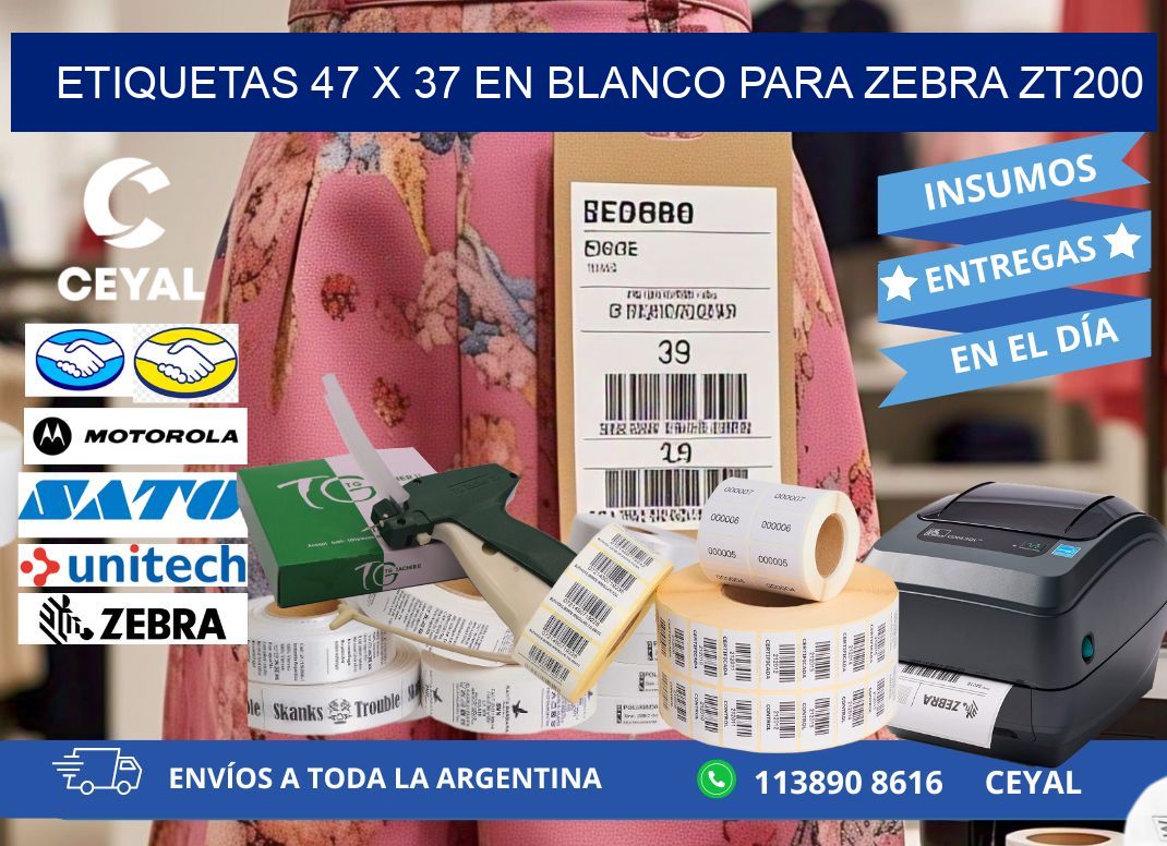 Etiquetas 47 x 37 en blanco para zebra zt200
