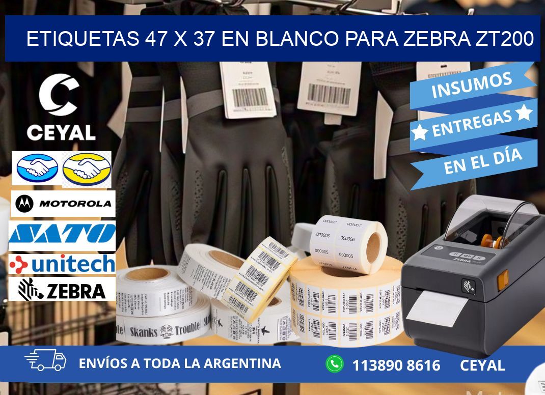 Etiquetas 47 x 37 en blanco para zebra zt200