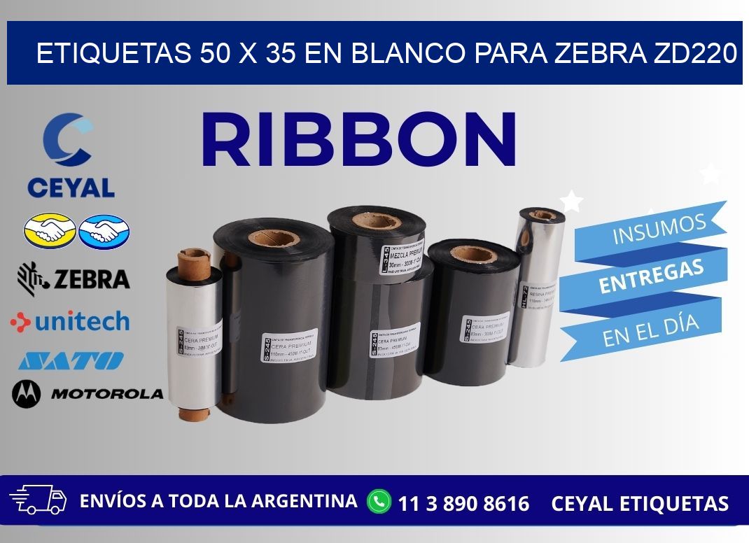 Etiquetas 50 x 35 en blanco para zebra zd220