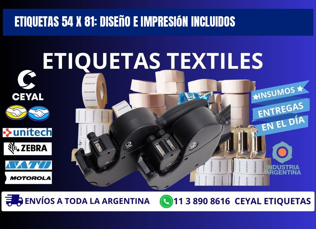Etiquetas 54 x 81: Diseño e Impresión Incluidos