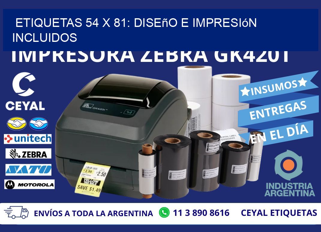 Etiquetas 54 x 81: Diseño e Impresión Incluidos