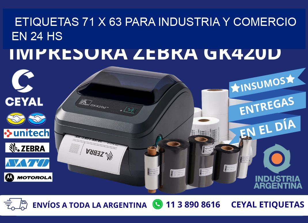 Etiquetas 71 x 63 para Industria y Comercio en 24 hs