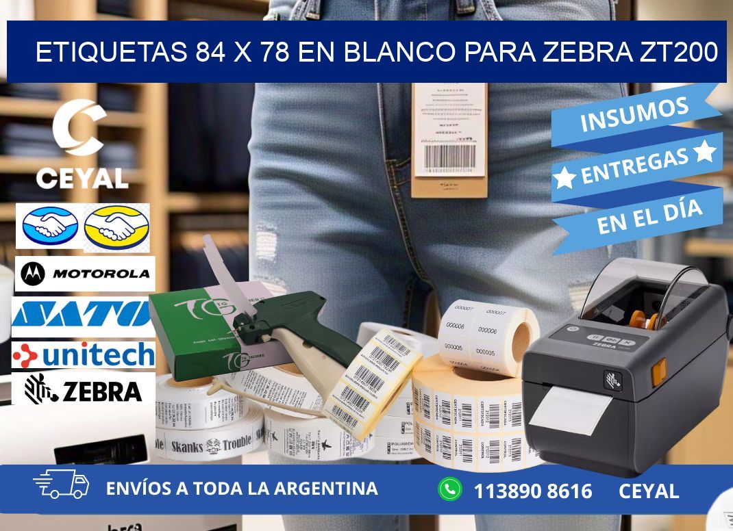 Etiquetas 84 x 78 en blanco para zebra zt200