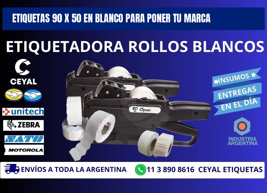 Etiquetas 90 x 50 en blanco para poner tu marca