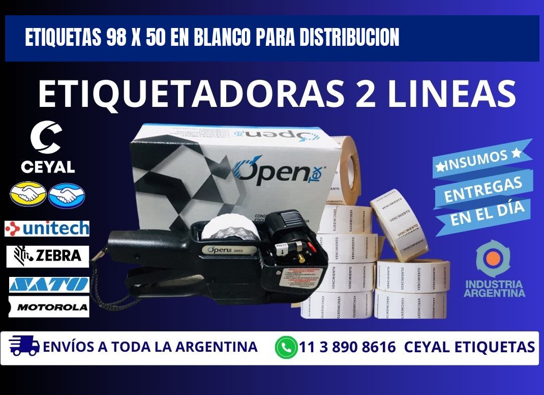 Etiquetas 98 x 50 en blanco para distribucion