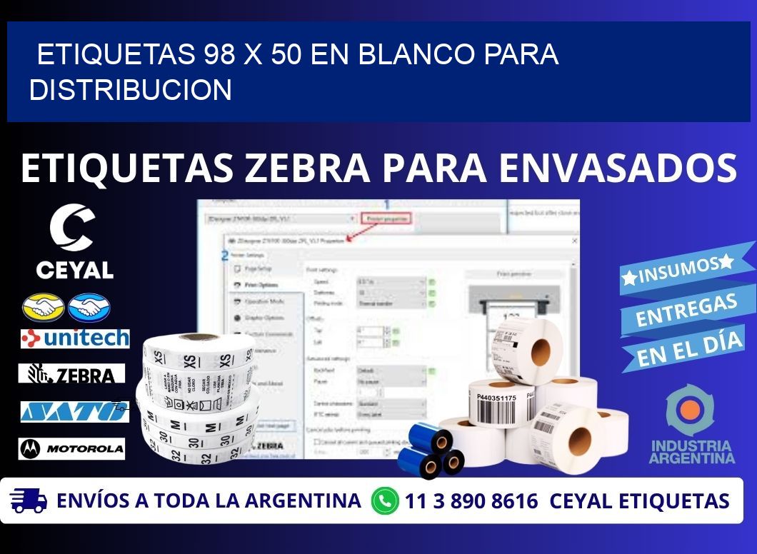 Etiquetas 98 x 50 en blanco para distribucion