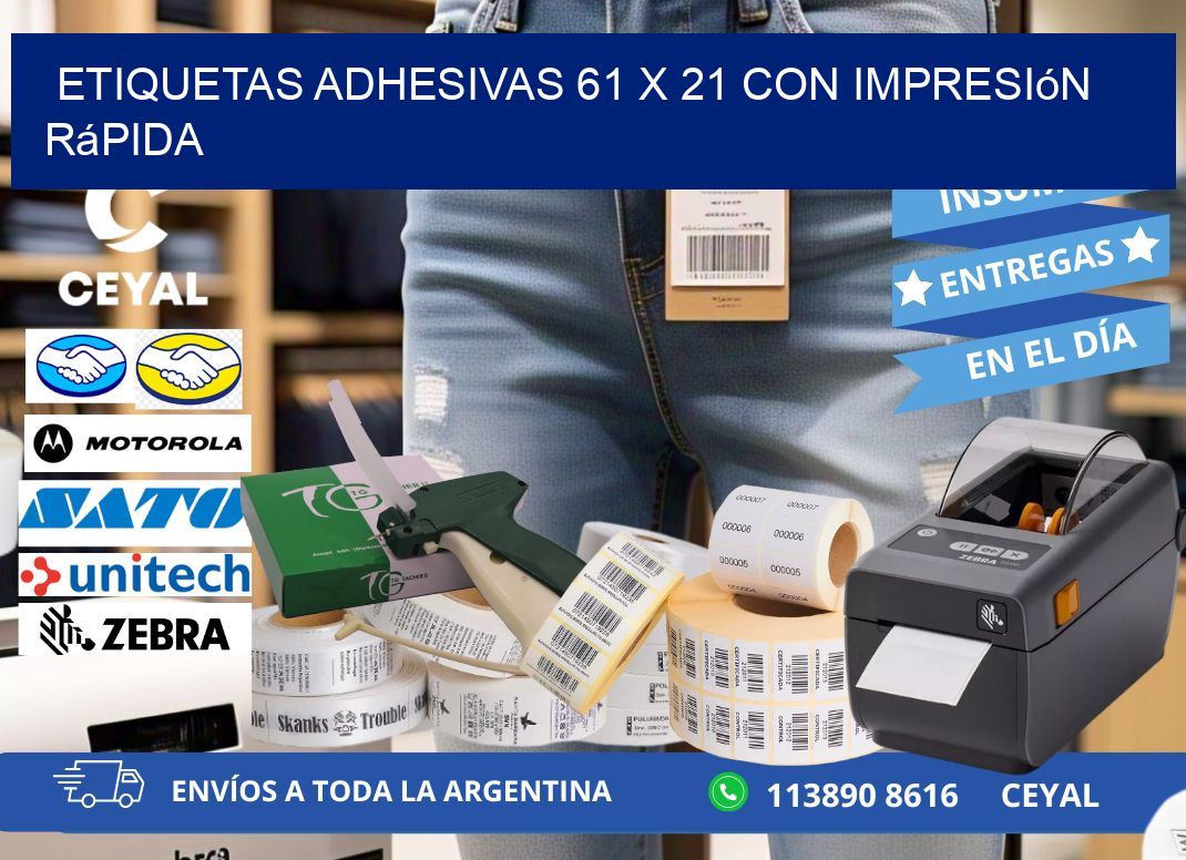 Etiquetas Adhesivas 61 x 21 con Impresión Rápida