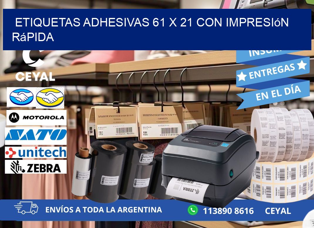 Etiquetas Adhesivas 61 x 21 con Impresión Rápida