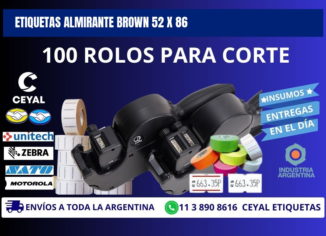 Etiquetas Almirante Brown 52 x 86