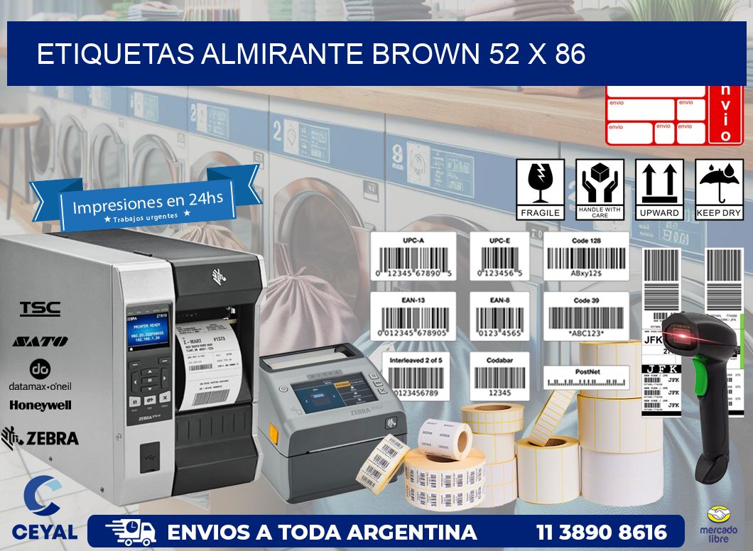 Etiquetas Almirante Brown 52 x 86