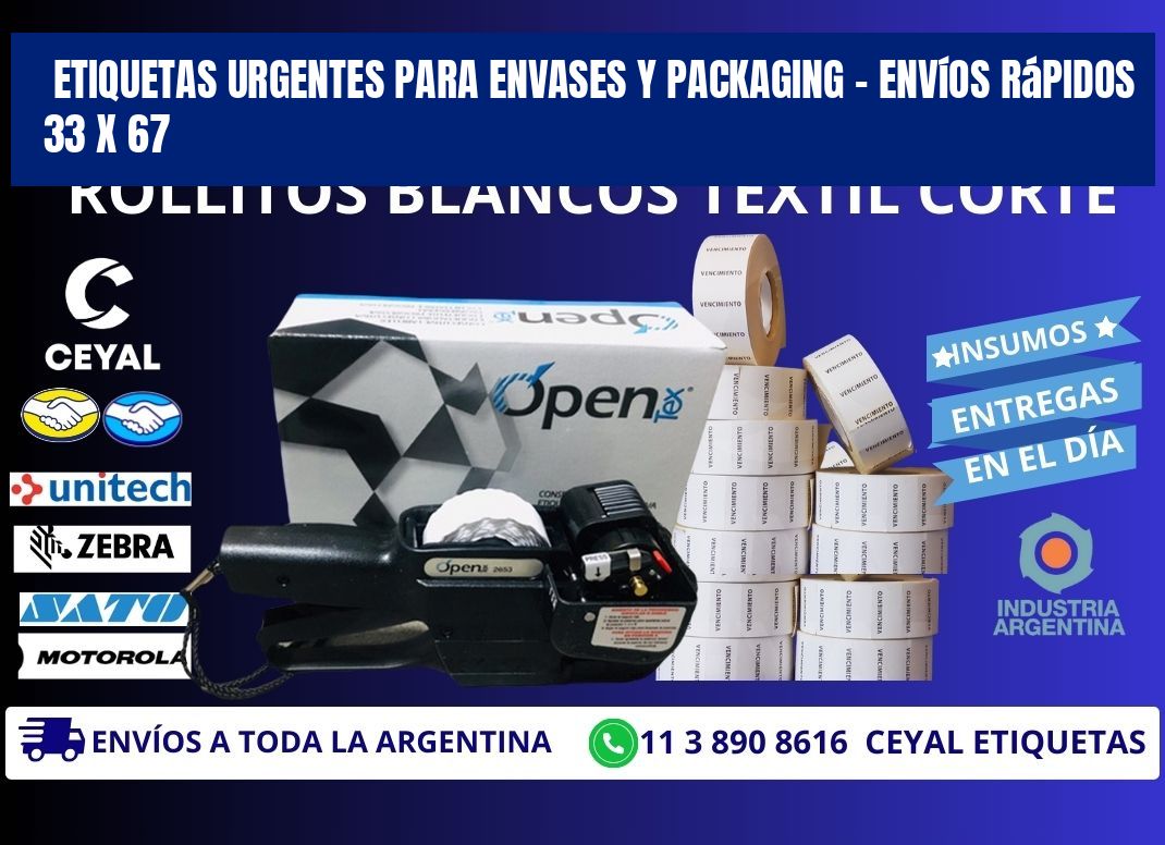 Etiquetas Urgentes para Envases y Packaging – Envíos Rápidos 33 x 67