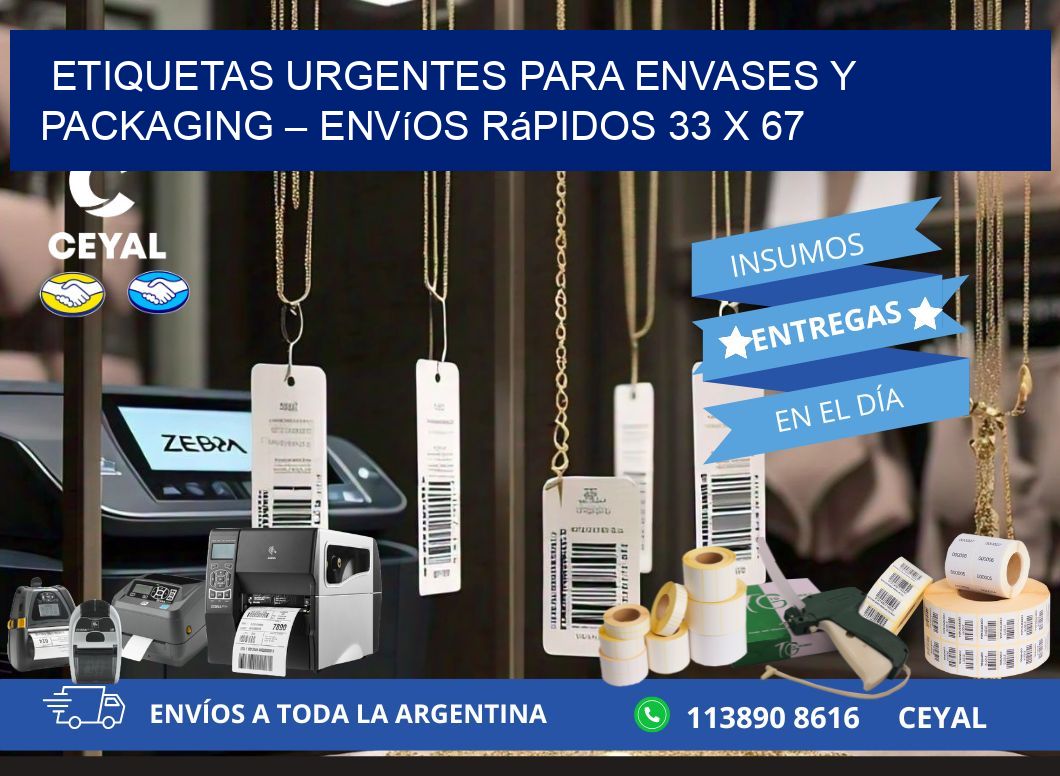 Etiquetas Urgentes para Envases y Packaging – Envíos Rápidos 33 x 67