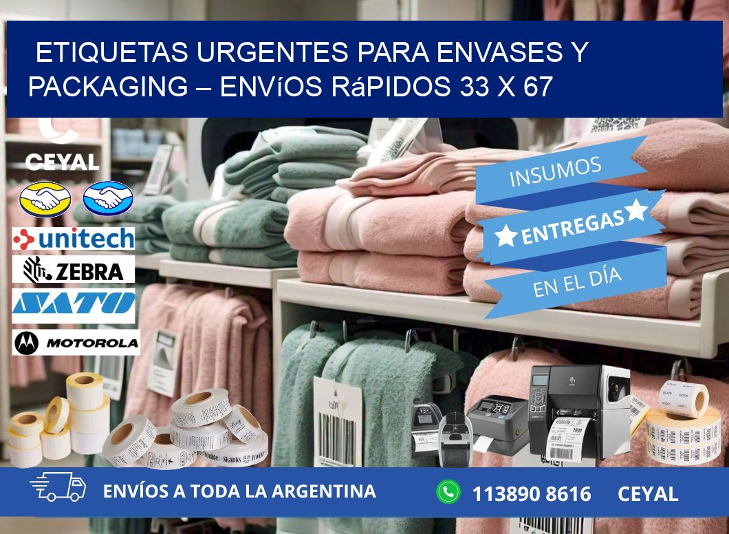 Etiquetas Urgentes para Envases y Packaging – Envíos Rápidos 33 x 67
