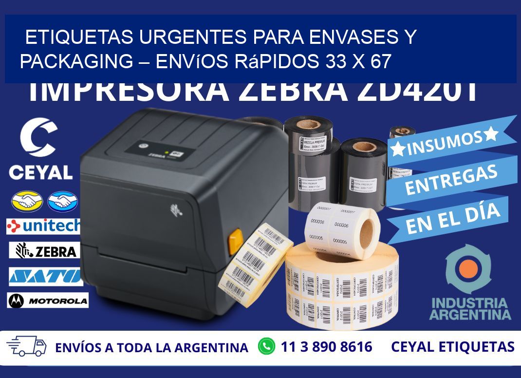 Etiquetas Urgentes para Envases y Packaging – Envíos Rápidos 33 x 67
