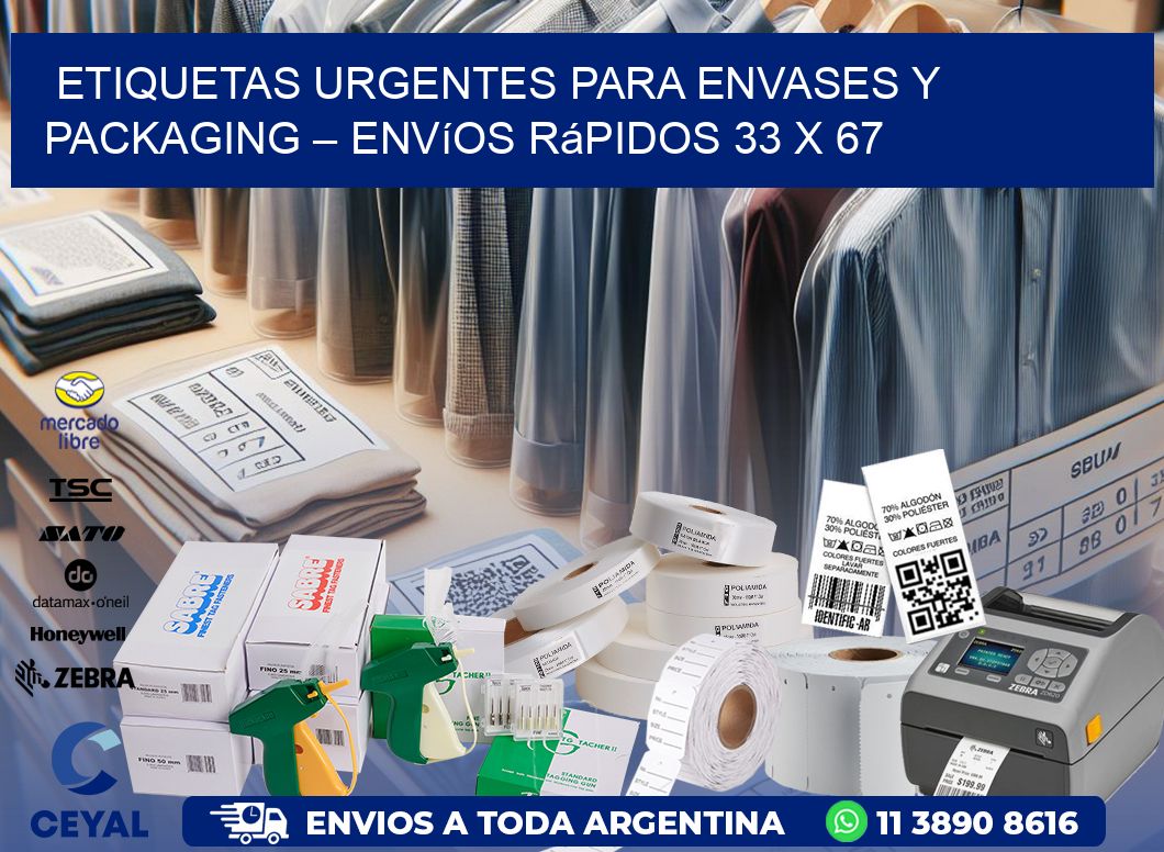 Etiquetas Urgentes para Envases y Packaging – Envíos Rápidos 33 x 67