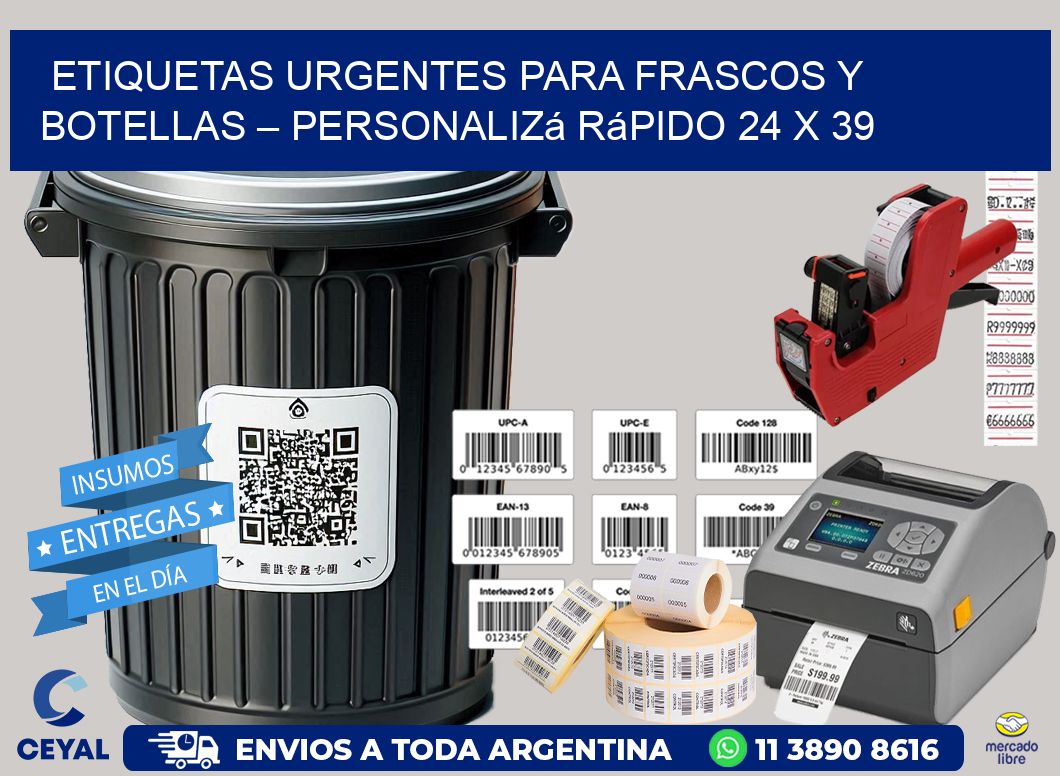 Etiquetas Urgentes para Frascos y Botellas – Personalizá Rápido 24 x 39