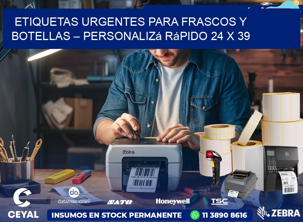 Etiquetas Urgentes para Frascos y Botellas – Personalizá Rápido 24 x 39