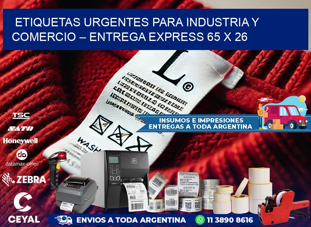 Etiquetas Urgentes para Industria y Comercio – Entrega Express 65 x 26