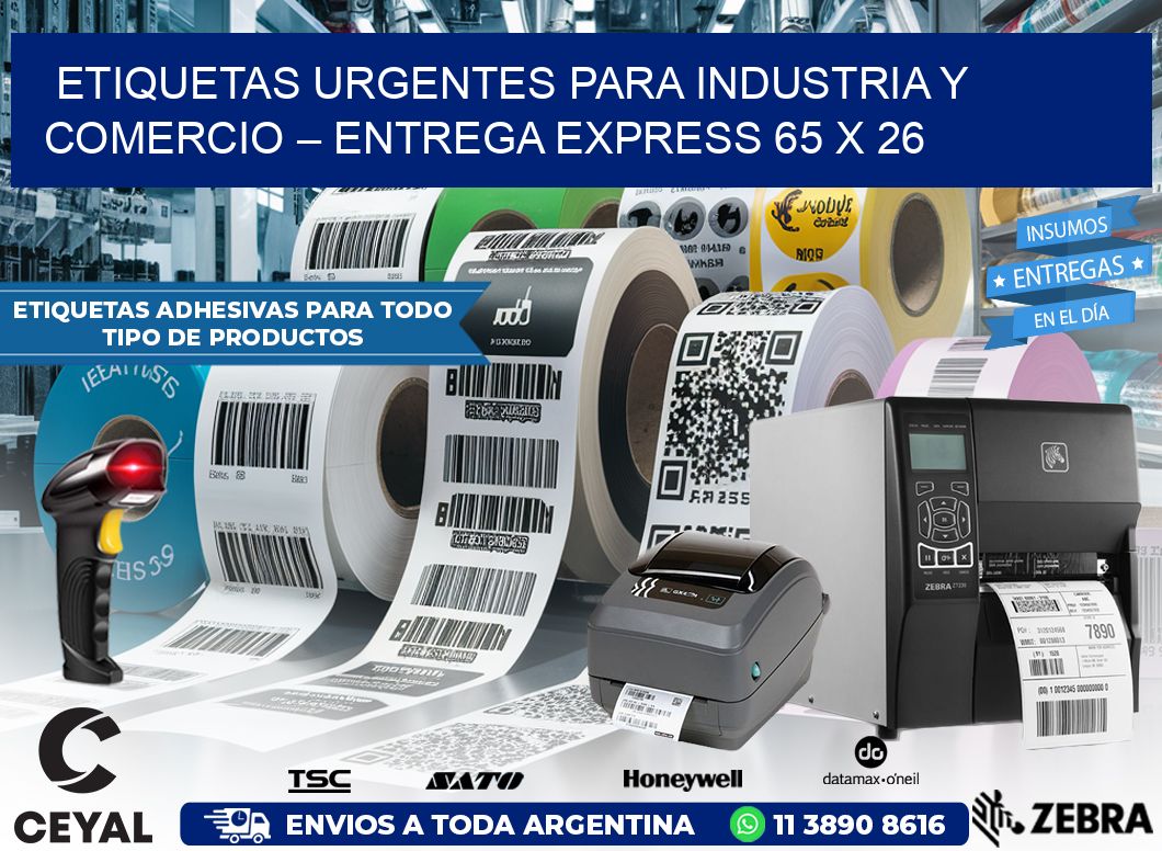 Etiquetas Urgentes para Industria y Comercio – Entrega Express 65 x 26