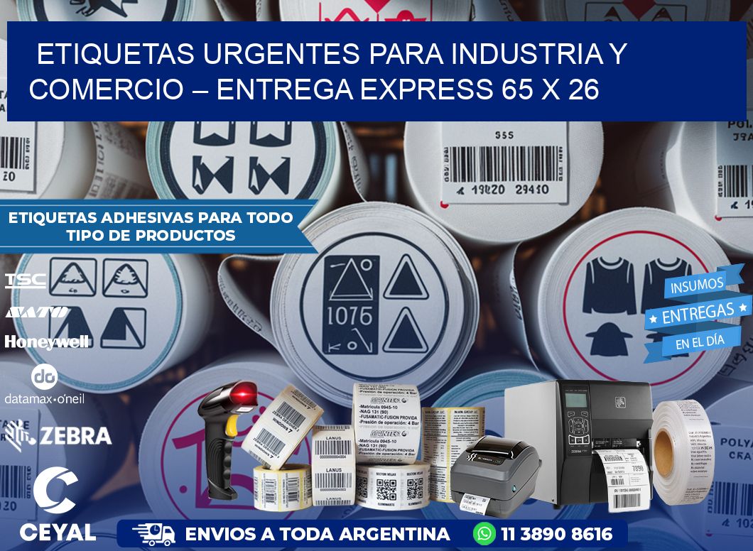 Etiquetas Urgentes para Industria y Comercio – Entrega Express 65 x 26