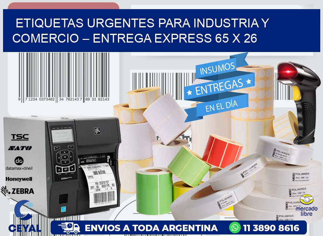 Etiquetas Urgentes para Industria y Comercio – Entrega Express 65 x 26