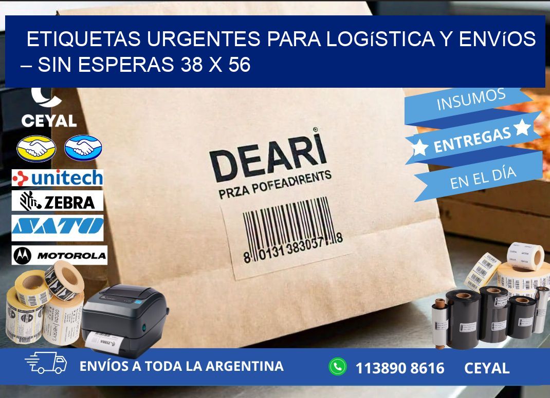 Etiquetas Urgentes para Logística y Envíos – Sin Esperas 38 x 56