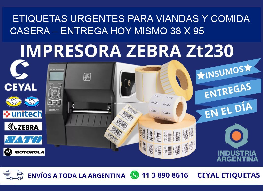 Etiquetas Urgentes para Viandas y Comida Casera – Entrega Hoy Mismo 38 x 95