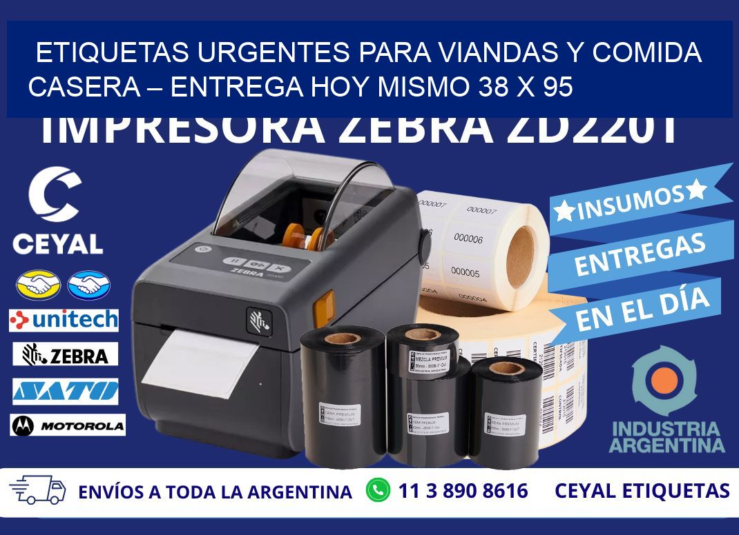 Etiquetas Urgentes para Viandas y Comida Casera – Entrega Hoy Mismo 38 x 95