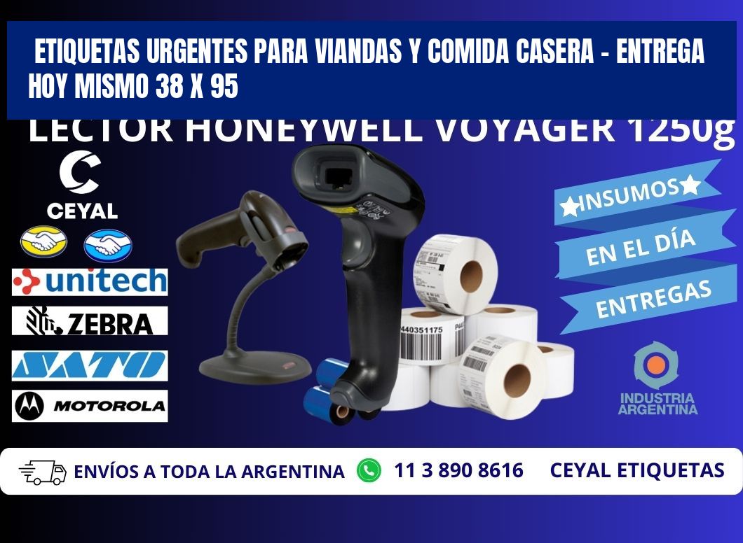 Etiquetas Urgentes para Viandas y Comida Casera – Entrega Hoy Mismo 38 x 95