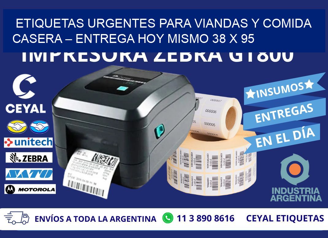 Etiquetas Urgentes para Viandas y Comida Casera – Entrega Hoy Mismo 38 x 95