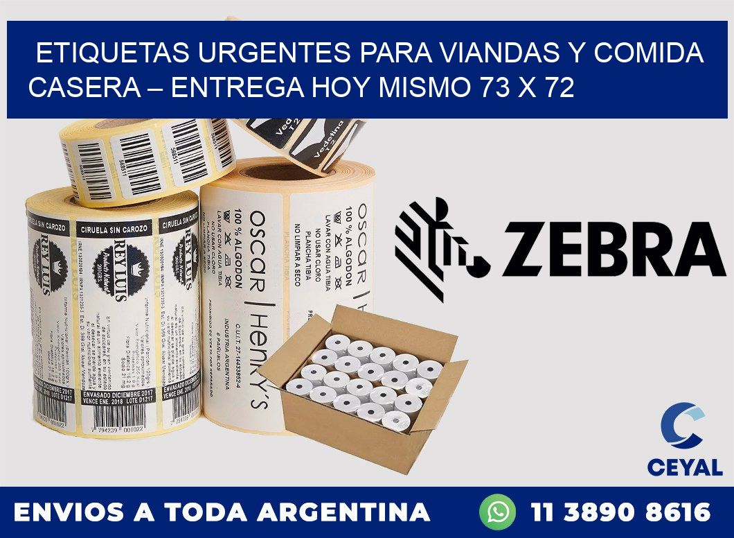 Etiquetas Urgentes para Viandas y Comida Casera – Entrega Hoy Mismo 73 x 72