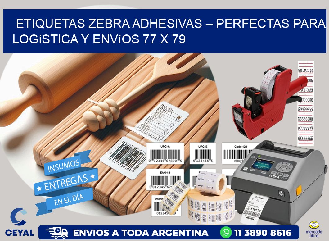 Etiquetas Zebra Adhesivas – Perfectas para Logística y Envíos 77 x 79