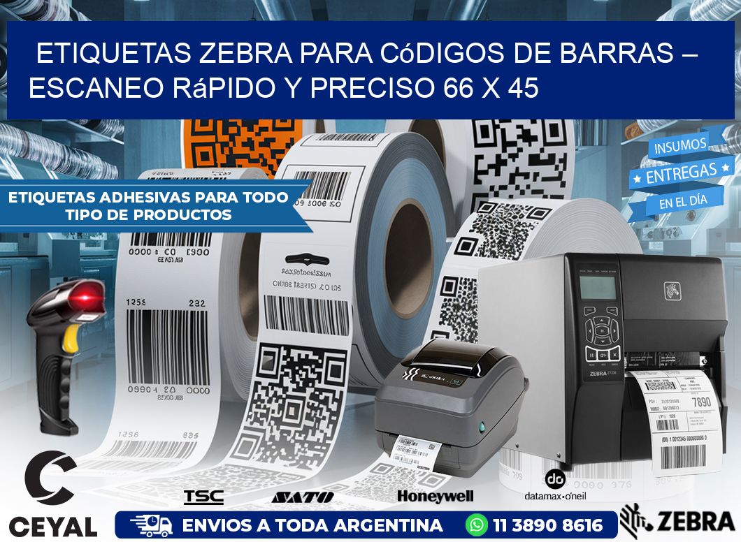 Etiquetas Zebra para Códigos de Barras – Escaneo Rápido y Preciso 66 x 45