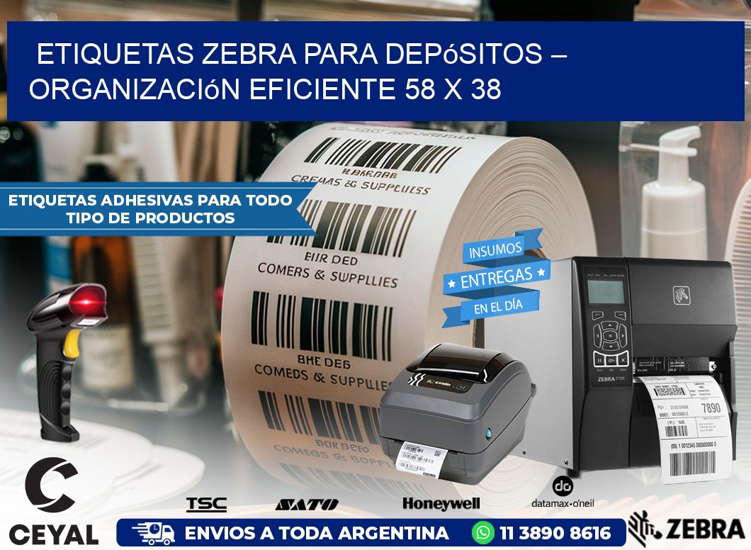 Etiquetas Zebra para Depósitos – Organización Eficiente 58 x 38