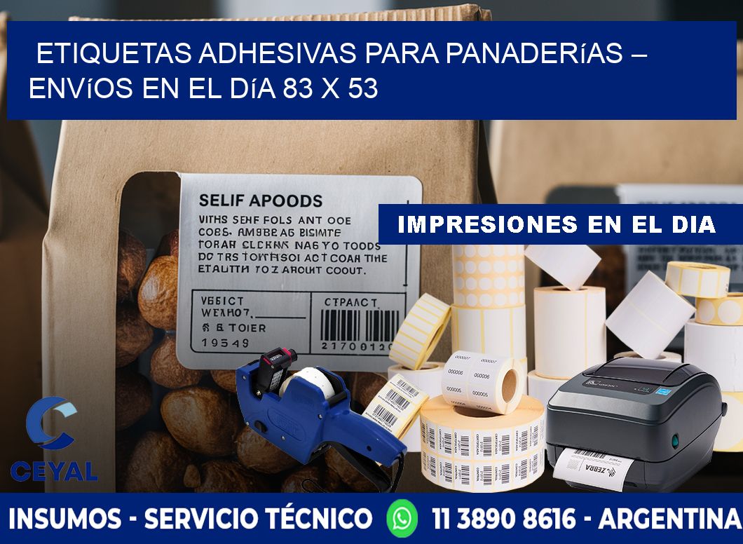 Etiquetas adhesivas para panaderías – Envíos en el día 83 x 53