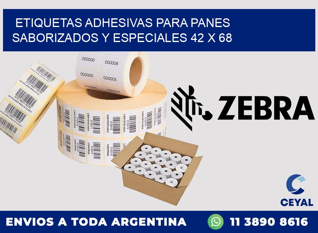 Etiquetas adhesivas para panes saborizados y especiales 42 x 68