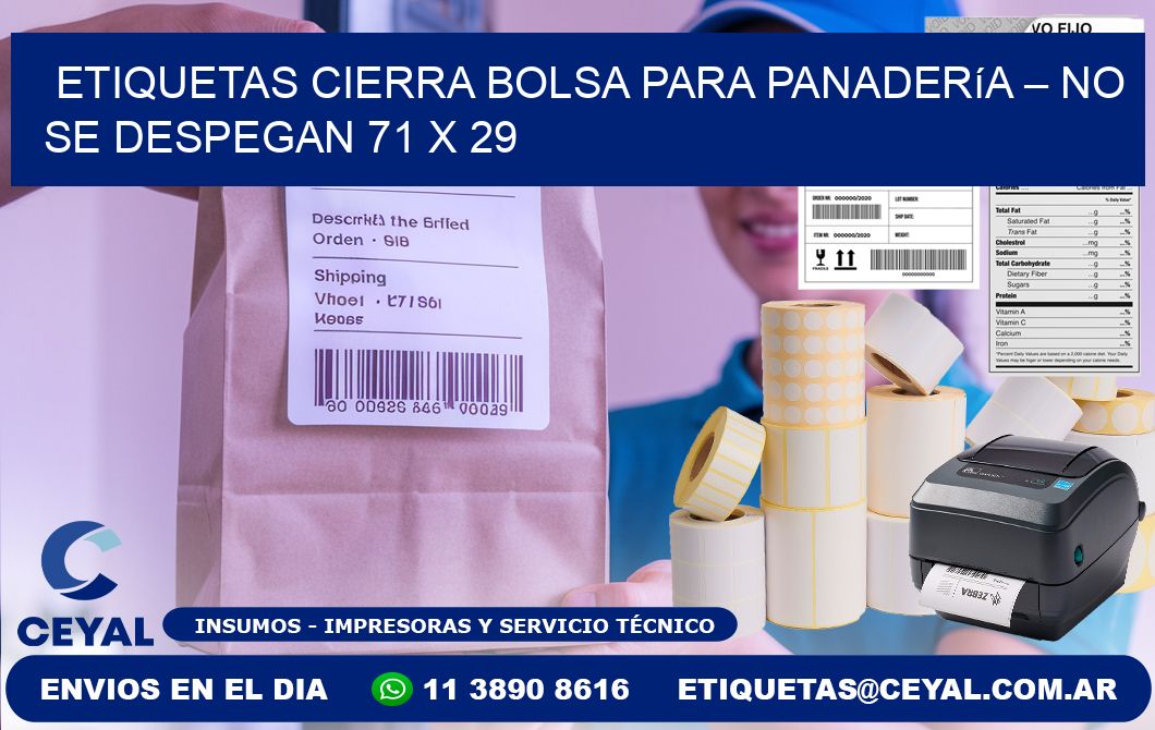 Etiquetas cierra bolsa para panadería – No se despegan 71 x 29