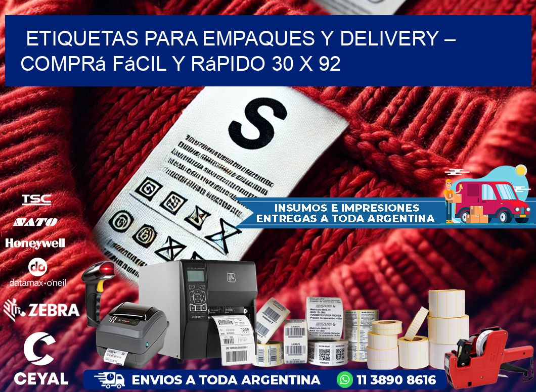 Etiquetas para Empaques y Delivery – Comprá Fácil y Rápido 30 x 92