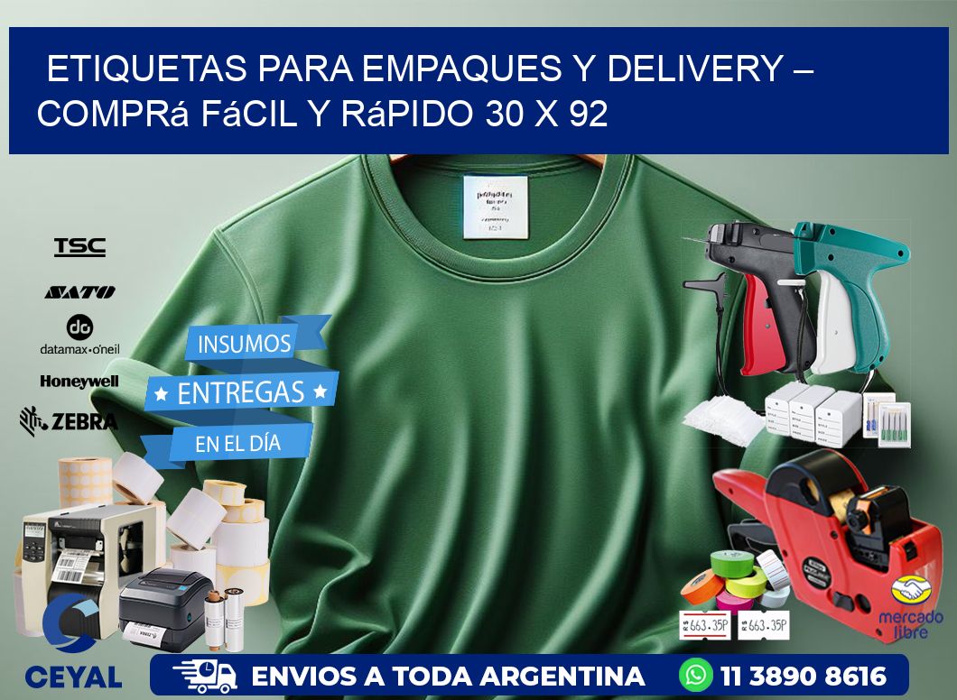 Etiquetas para Empaques y Delivery – Comprá Fácil y Rápido 30 x 92