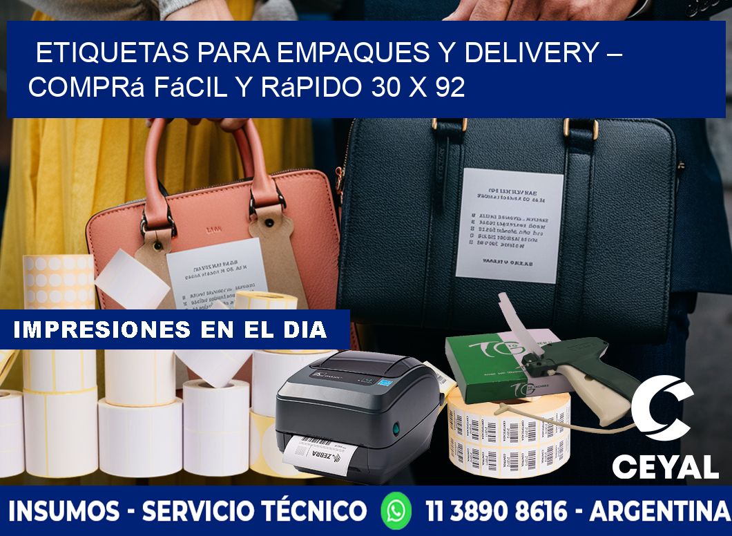 Etiquetas para Empaques y Delivery – Comprá Fácil y Rápido 30 x 92