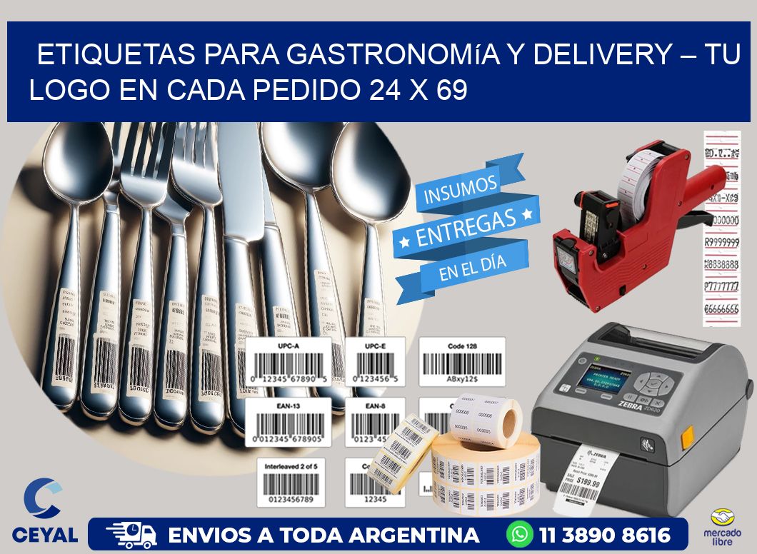 Etiquetas para Gastronomía y Delivery – Tu Logo en Cada Pedido 24 x 69