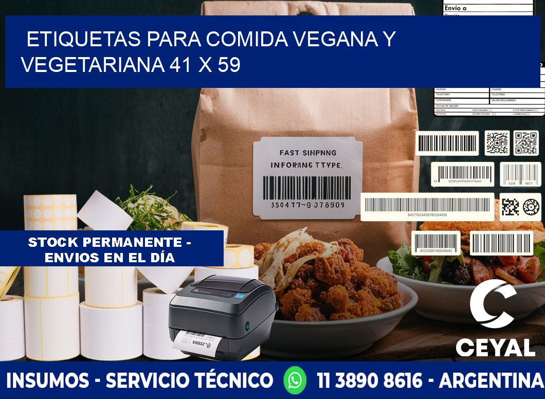 Etiquetas para comida vegana y vegetariana 41 x 59