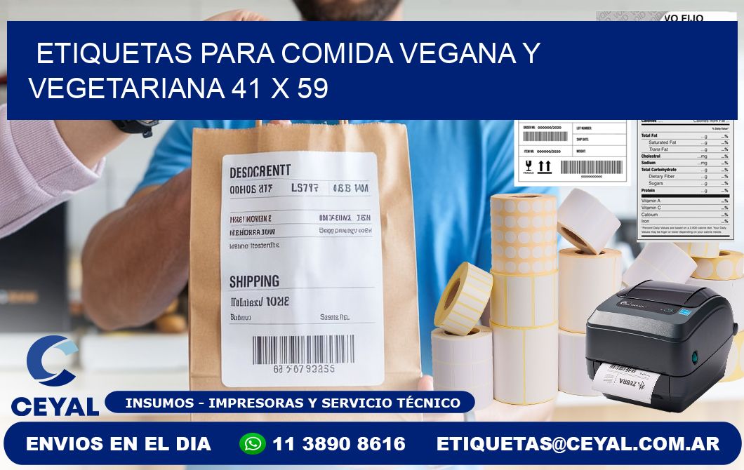 Etiquetas para comida vegana y vegetariana 41 x 59