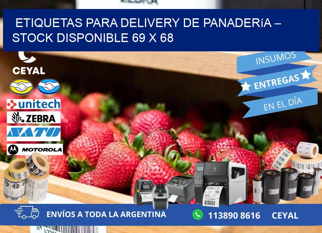 Etiquetas para delivery de panadería – Stock disponible 69 x 68