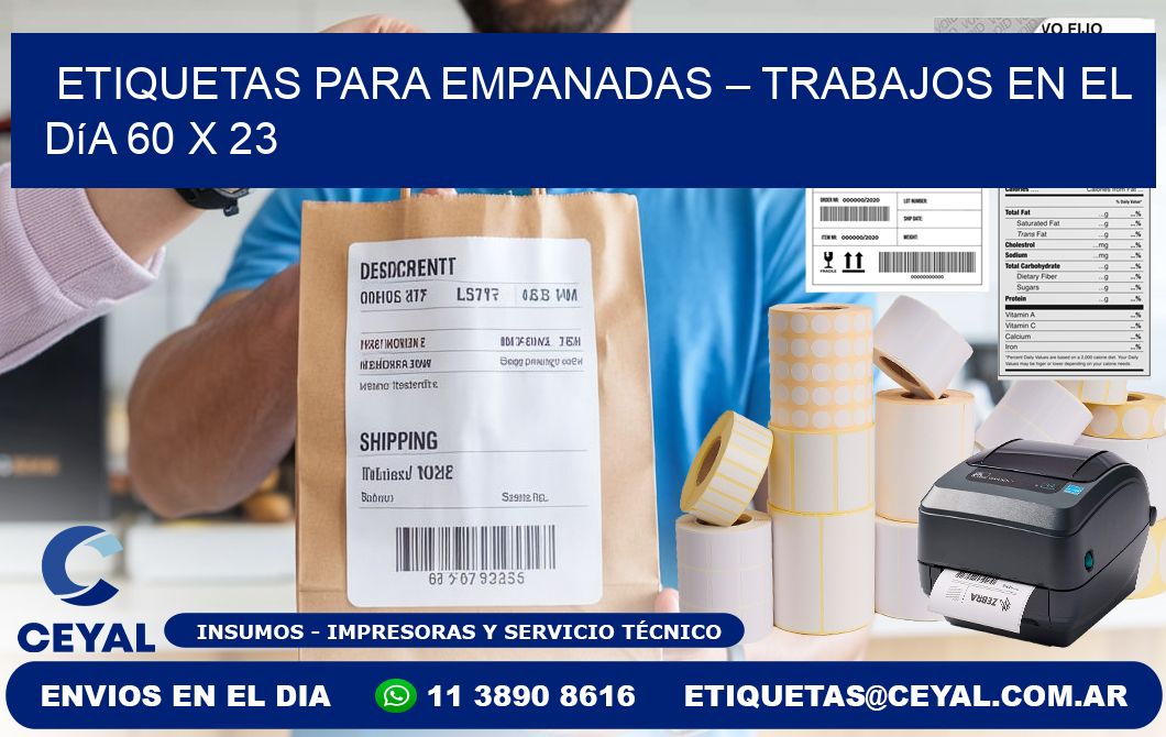 Etiquetas para empanadas – Trabajos en el día 60 x 23